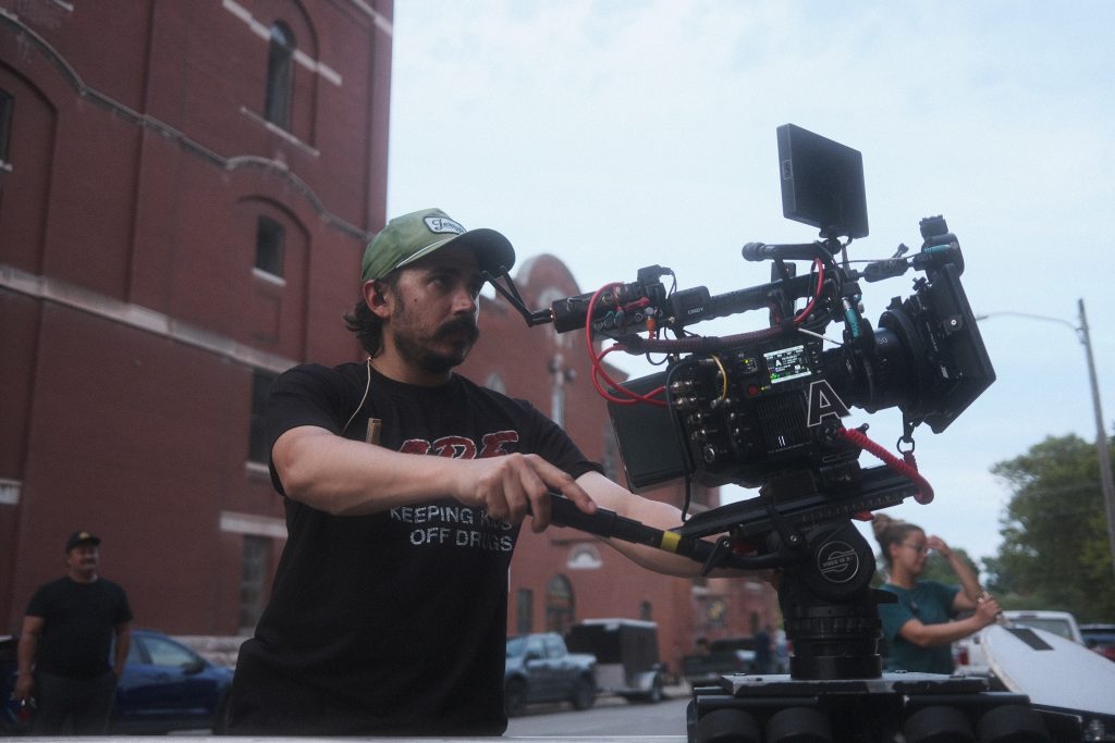 Director of Photography Bruce James Bales works on set of feature film, Death of a Brewer, in Illinois. 
